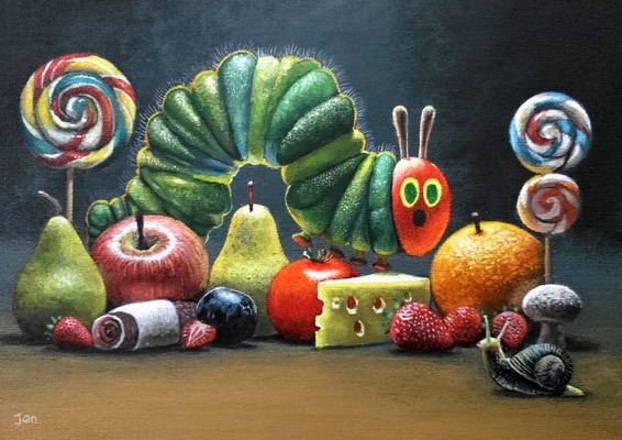 ‘The Hungry Snail’ by Jenny Urquhart, shown as an A4 landscape print